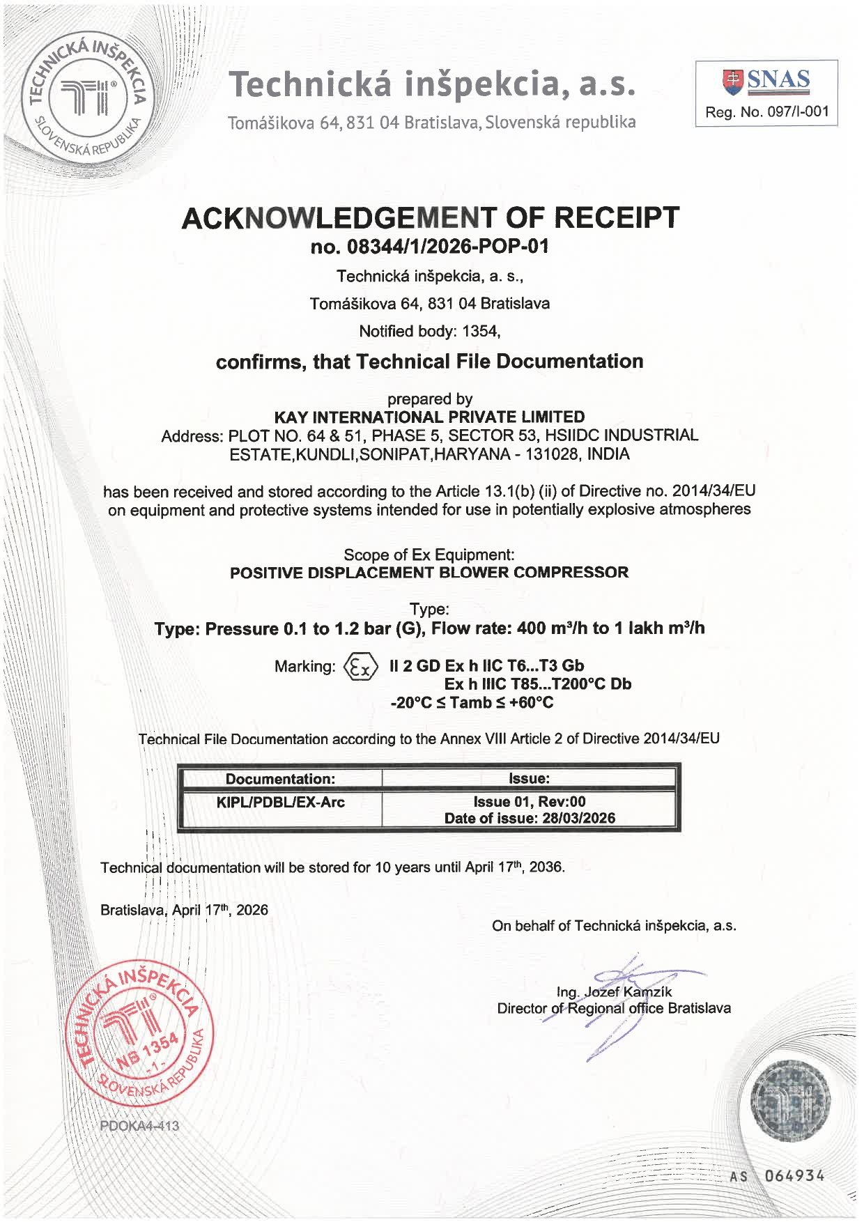 KAY International conformity document
